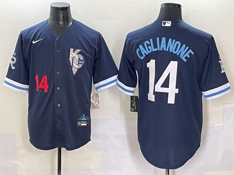 Men 2025 Kansas City Royals #14 Caglianone Blue City Edition Nike MLB Jersey style 2->kansas city royals->MLB Jersey